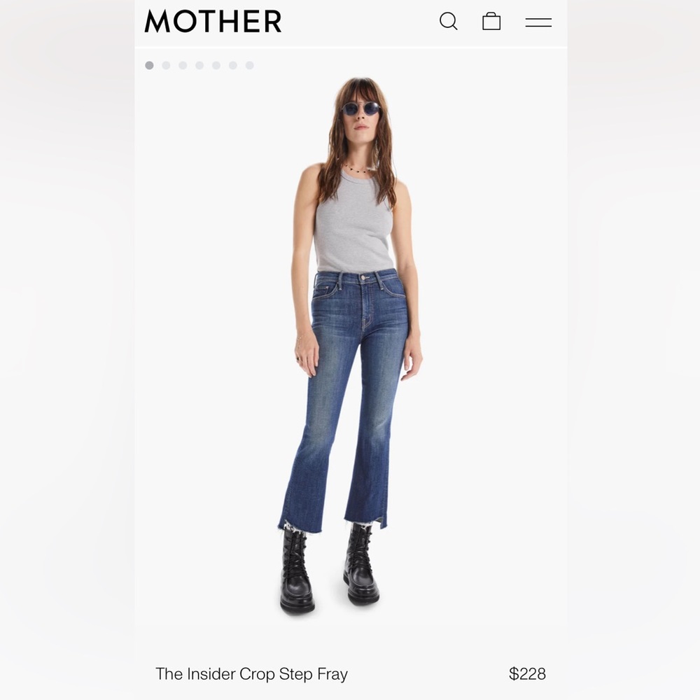 Mother the insider crop gray step , girl crush wash